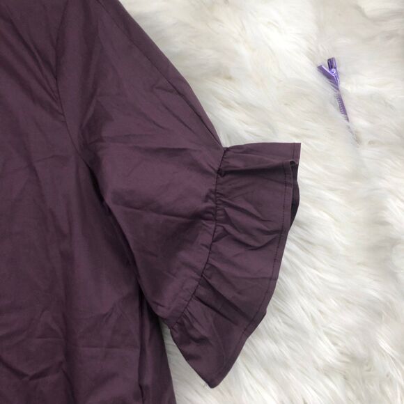 Deep Plum Mini Dress/Romper w/Ruffle Sleeves, Minimalist, Classy Romper SZ S - Picture 2 of 8
